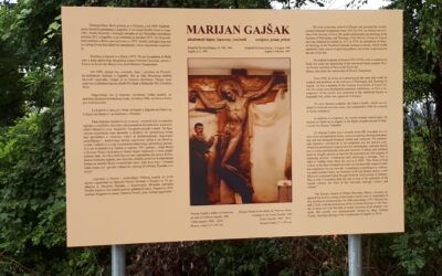 Info-panel o umjetniku-isusovcu o. Marijanu Gajšaku u Klanjcu